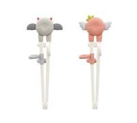Siliget Kids Training Chopsticks, 2 Pairs Right-Handed, Little Devil & Angel Design for Beginners, Toddlers - Learning Practice Utensils, Tweezer Tongs Food Clips