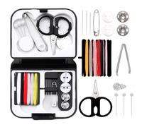 Siliget Mini Sewing Kit, Portable Sewing Supplies for Travel and Home Emergency, Small Basic Sewing Kits Accessories with Needles Threads Buttons Scissor (Black)