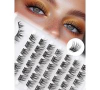 Siligli Natural Cat Eye Lashes-Mixed 10-13mm D Curl Pre-mapped Left&Right Lashes-Individual Cluster Eyelash Extensions-Thin Band-8 Pair