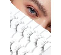 Siligli Wispy Natural Short Eyelashes - 10MM Thin Band Strip Lashes, 3D Volume, 7 Pairs
