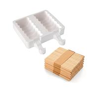 silikomart | GEL04 Silicone Ice Cream Mould TANGO, Non-stick, 2 Ice Cream Spirals, Pack of 1 Mould + 50 Wooden Sticks, Easy Ice Cream, 92 x 45 h 27,5 mm, Volume 180 ml, Made in Italy