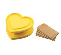 Silikomart | Kit for You, Heart-Shaped Cookie Cutter + 80 Sheets of Paper, Yellow Color, Size 76 x 72 mm, Made in Italy