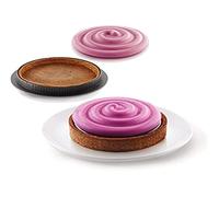 silikomart | KIT MINI TARTE TWIST, Set with 6 Mini Microperforated Rings + Decorative Mat, TPLUS Ring Ø 80 mm h 20 mm, Decorative Silicone Mould Ø 70 mm h 25 mm, Made in Italy