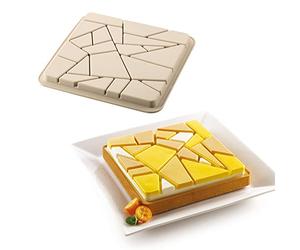 Silikomart | Kit Tarte Liberty, Set with Microperforated Ring + Decorative Mat, TPLUS Ring 200 x 200 mm h 20 mm, Decorative Silicone Mould 180 x 180 mm h 20 mm, Made in Italy