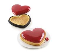 Silikomart | Kit Tarte Mon Amour, Heart Cake Set with Microperforated Ring + Decorative Mould, TPLUS Ring 200x190mm h20mm, Silicone Mould 188x158mm h26mm, Made in Italy