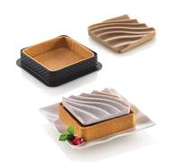 silikomart | Mini Tarte SAND Kit, Kit composition 6 Microperforated Tplus+ Rings, 1 Platinum Silicone Mould, Tarte Decor, 80 x 80 mm - 67 x 67 mm, h 20 mm - h 15 mm, Made in Italy