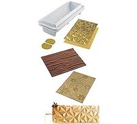 Silikomart 25.008.99.0082 Set KIT Diamond Frozen BUCHE Magic Wood MAT Set of 4 Silicone Moulds, White, Gold and Brown 80 x 250 H 67 mm, Plastic