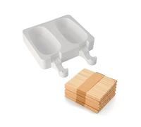 Silikomart | Set of 3 Kits - GEL01 Classic Silicone Ice Cream Molds, 2 Silicone Molds + 50 Sticks and Recipe Book, Non-Stick, Easy Ice Cream, 93 x 48 x 25 mm, 180 ml, Made in Italy