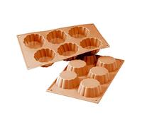 Silikomart | SF035 Silicone Mould for BRIOCHETTE Monoportions, non-stick, 6 Monoportions, Pack of 1 Cake Mould, Ø 79 h 30 mm, Made in Italy