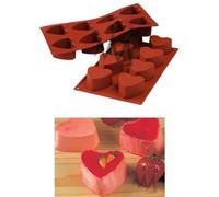 Silikomart | SF040 Silicone Mould for Single portions Heart, Non-Stick, 6 Hearts, Pack of 1 Cake Mould, Ø 60 h 35 mm, Made in Italy