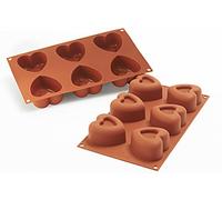 silikomart | SF124 Silicone Mould for Monoportions Passion, Non-Stick, 6 Hearts, Pack of 1 Cake Mould, 69,5 x 72 mm, h 39,5 mm, Made in Italy