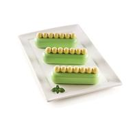 silikomart | Silicone Cake Mould Set Chic ÉCLAIR, Set Composition 1 Silicone Base Mould, 1 Silicone Top Mould, Non-Stick, 3D Design, 130 x 38 mm - 117 x 18 mm, h 28 mm - h 16 mm, Made in Italy