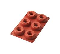 Silikomart | Silicone Mould for Monoportions DONUTS, Non-stick, 4 Cavities, Pack of 10 Cake Moulds, Ø 75 h 28 mm Volume 6 x 98 ml Tot. 588 ml