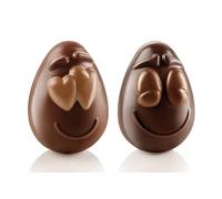 silikomart | Smiling Eggs Reusable Thermoformed Chocolate Mold, Pack of 4 Chocolate Egg Molds, Smile Face Shape, 77 x 108 h 82 mm, Made in Italy