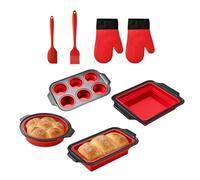 Silikon-Backform | Flexible Backgeschirr Set | Mit Topflappen Teigschaber Backpinsel | Stapelbares Backset für Muffins Brot Kekse Cupcakes Eier Donuts Toaster Backofen für die