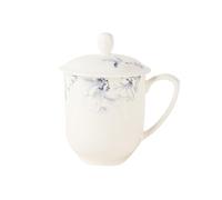 SILINE Fine Bone China Mug with Lid, 12 Oz Porcelain Milk Mug Coffee Mug | Elegant Ceramic Single Mug, Jingdezhen White Porcelain Tea Cup with Lid for Office Home -Blue and White