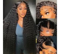 Silinli 24 Inch 13x6 Deep Wave Lace Front Wigs Human Hair Curly HD Lace Front Human Hair Wig Pre Plucked 100% Real Human Hair No Synthetic Blend No Tangle No Shedding Triple Lifespan 3X 180% Density