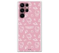Siliona Flexible Transparent Case for Samsung Galaxy S22 Ultra with Hello Kitty Design on Pink - TPU Case Compatible with Samsung Galaxy S22 Ultra