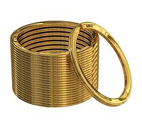 Silipac Gold Key Rings 30mm 12 Pack - Brass-Tone Metal Split Rings & Keyring Hoops, Heat-Anodised - Strong for Car Keys, Crafts & Gifts