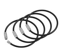 Silipac Large Key Ring Cable Wire Car Keychains Keyrings Loop Heavy Duty Tag Keepers Tough Binding Carabiner Rings Holder Stainless Steel Durable Organize (Black, 4pcs 2mm)