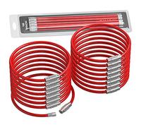 Silipac Red Wire Keychain Cable Rings 16 Pack - Twist-Lock 6.3" (16 cm), 2mm - Car Keyring, Luggage Tag & ID Tag Loop Stainless Steel