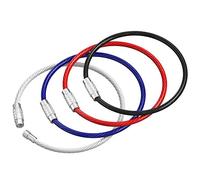 Silipac Stainless Steel Wire Keychain Cable, Big Key Holder 6.3" (16 cm) 2mm - Car Keyring, Luggage Tag, Carabiner - 4 Pack