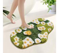 SiliPacks 3D Moss Floral Bath Rugs,Cute Flower Bath Mat,Green Non Slip Bathroom Rugs,Soft Water Absorbent Microfiber Bath Rugs for Bathroom, Washable Rug Floral Nature Bathtub Mat (20" x32")