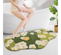 SiliPacks 3D Moss Floral Bath Rugs,Cute Flower Bath Mat,Green Non Slip Bathroom Rugs,Soft Water Absorbent Microfiber Bath Rugs for Bathroom, Washable Rug Floral Nature Bathtub Mat (23.6" x47")