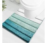 SiliPacks Bathroom Rugs 20"x20" Non-Slip Microfiber Contour Toilet Rugs U Shaped Carpet, Machine Washable Quick Dry Bath Mats for Bathroom, Bedroom and Kithchen -Turquoise