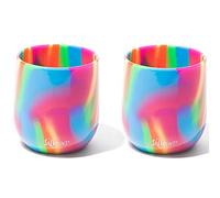 Silipint 12-Ounce Unbreakable Silicone Wine Glasses, Reusable and Shatterproof Wine Tumblers for Parties, Camping, Beaches, and Boats, Stemless Silicone Wine Cups, Hippie Hops, Pack of 2
