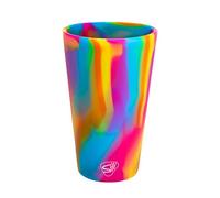 Silipint 16oz Silicone Pint Glass - Unbreakable BPA-Free Reusable Silicone Drinking Cup - Flexible Dishwasher and Microwave Safe - Stemless Glass for Coffee Smoothies (Hippie Hops)