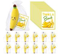 Silipull 12 Pcs Banana Stuffed Plush with Thanks a Bunch Card 6.5 Inch Cute Banana Fruit Stuffed Plush for Party Soft Smiling Fruit Plushies for Holiday Party Gift