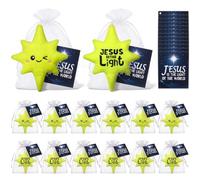 Silipull 12 Pcs Glow-in-the-Dark Jesus is The Light Stuffed Stars 7'' Religious Christian Bible Verse Gift for Sunday School Favor Birthday Party Gift Church Events