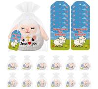 Silipull 12 Pcs Jesus Plush Lamb Stuffed Religion Stuffed Animals Gifts | Jesus Loves You So Much, 4" Sheep Plush Christian Bible Verse Animal Toy for Party Favor Gift Box Stuffers