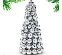 Silipull 16 Inch Christmas Ball Tree Fireplace Table Decoration Xmas Decorative Ball Ornaments Christmas Tree Decor for Xmas Festival Celebration Home Theme Party Decoration(Silver)