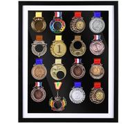 Silipull 16 Medal Display Case, 20.87 x 16.93 Inch Medal Shadow Box Frame Large 3D Wall Mounted Acrylic Display Case with 98% UV Protection for Marathon Triathlon Runners Soccer All Sports Medals
