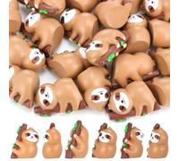 Silipull 24 Pcs Mini Resin Sloth Miniature Resin Miniature Miniature Figures Bulk Small Animals for Fairies Landscape, Dollhouse, Hideout, Crafts, Aquarium Decoration