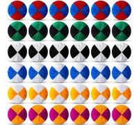 Silipull 36pcs 2.56 Inch Soft Small Footbag Bulk for Family Adults Outdoor | Soft Velvet 4 Panel Design, 6 Colors, Beginner Friendly, Lightweight Not Easy to Deform, for Game Practice Party Activities