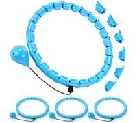 Silipull 4 Pack Weighted Workout Hoops with Gravity Balls, Blue Detachable Adjustable 24 Sections ABS Fitness Hoop Exercise Hoop for Adults Beginners Weight Loss Abdominal Fat Burning