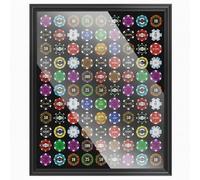 Silipull 99 Poker Chip Display Case 24 x 20 Inch Poker Chip Holder for 39/40mm Wall Mount or Tabletop Display Frame for Collectors Souvenir Gift