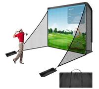 Silipull Golf Cage Net with Simulator Impact Screen Heavy Steel Frame with 2 Net Side Barriers HD Blank Impact Screen and Target Cloth Golf Simulators Enclosure for Home Indoor Outdoor (7 x 7 ft)