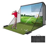 Silipull Golf Cage Net with Simulator Impact Screen Heavy Steel Frame with 2 Net Side Barriers HD Blank Impact Screen and Target Cloth Golf Simulators Enclosure for Home Indoor Outdoor