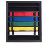 Silipull Martial Arts Belt Display Case, Taekwondo Belt Display, Wall Mount Lockable Cabinet Rack Holder Shadow Box for Karate, Taekwondo, Judo, Jiu Jitsu Belts(Black, 49''x40.64''x8.255'', 8 Rows)