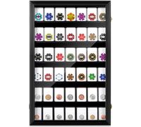Silipull Military Challenge Coin Display Case Wood Medal Wall Mount Lockable Cabinet Rack Holder Shadow Box for Casino Poker Chips Souvenirs (Black,28" X 17.9")