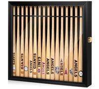 Silipull Mini 18" Baseball Bat Display Case Wall Mounted Shadow Box UV Protection Display Boxes with Acrylic Transparent Door Holder Holds up to 16 Bats for Collector Memorabilia Gift