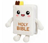 Silipull White Holy Bible Pillow Book Plush for Kid Xmas Christian Gift | 7.5x6.3 in Bible Book Shaped Doll, Christmas Stocking Stuffer, Religious Plush Faith Stuffed Toy, Kids Christmas Baptism Gift
