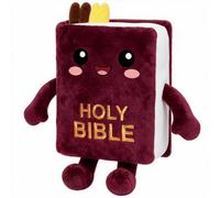 Silipull Wine Red Holy Bible Pillow Book Plush for Kid Xmas Christian Gift | 7.5x6.3 in Bible Book Shaped Doll, Christmas Stocking Stuffer, Religious Plush Faith Stuffed Toy, Kids Christmas Baptism Gift