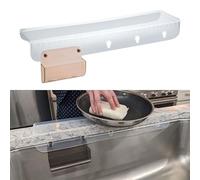 SiliSink XL Silicone Sink Edge Guard - Fits 3.75” - 4” Wide - Original Silicone Sink Edge Protector with Sponge Caddy - Splash Guard, 20” Clear Diamond