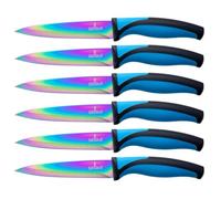 SiliSlick Stainless Steel Steak Knife Set - Titanium Coated Kitchen Steak Knives with Straight Edge & Smoothly Sharp Knife for Cutting Meat - Rainbow Iridescent Kitchen Gifts & Accessories