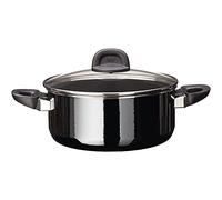 Silit Modesto Line Large Cooking Pot 24 cm, Pasta Pot with Glass Lid, Induction Stewing Pot 4.4 L, Silargan Functional Ceramic, Black